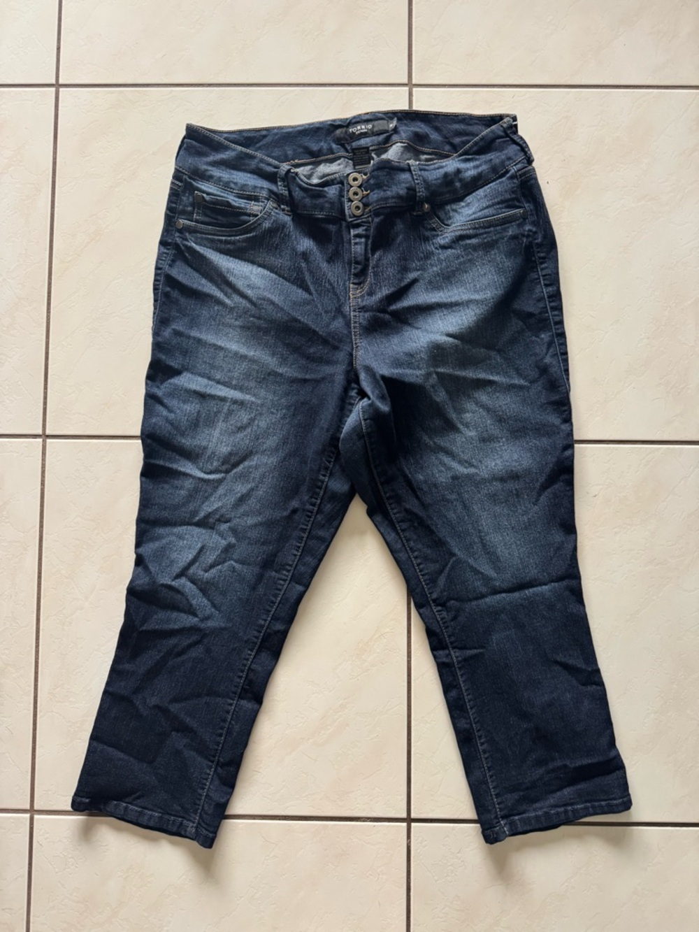 Women’s Dark Blue Stretch Jeans Capri